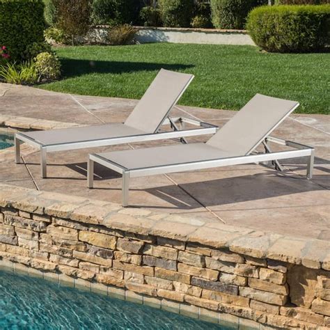 noble house cape coral silver 2-piece metal outdoor chaise lounge|Noble House Chaise Lounge Modern Adjustable 2.